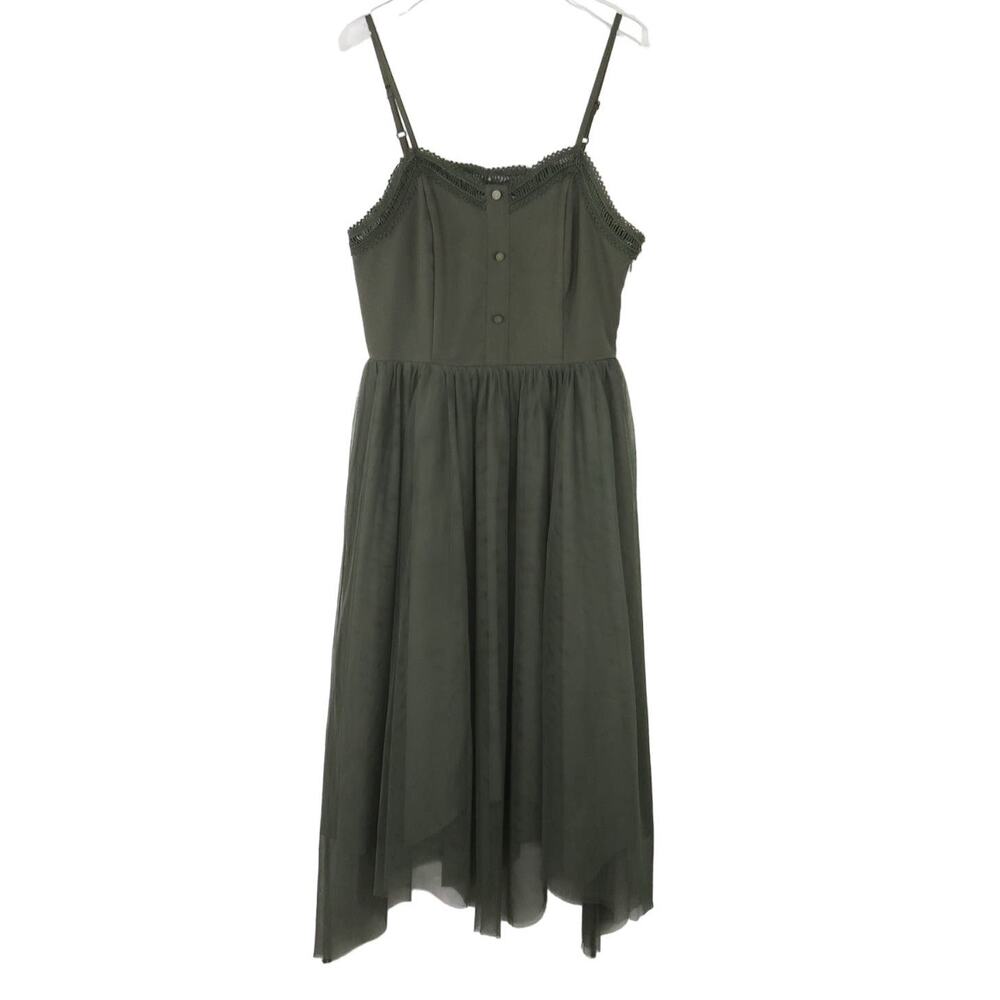 Shein Luxe Olive Green Sleeveless Spaghetti Strap Midi Dress Medium - Picture 2 of 8